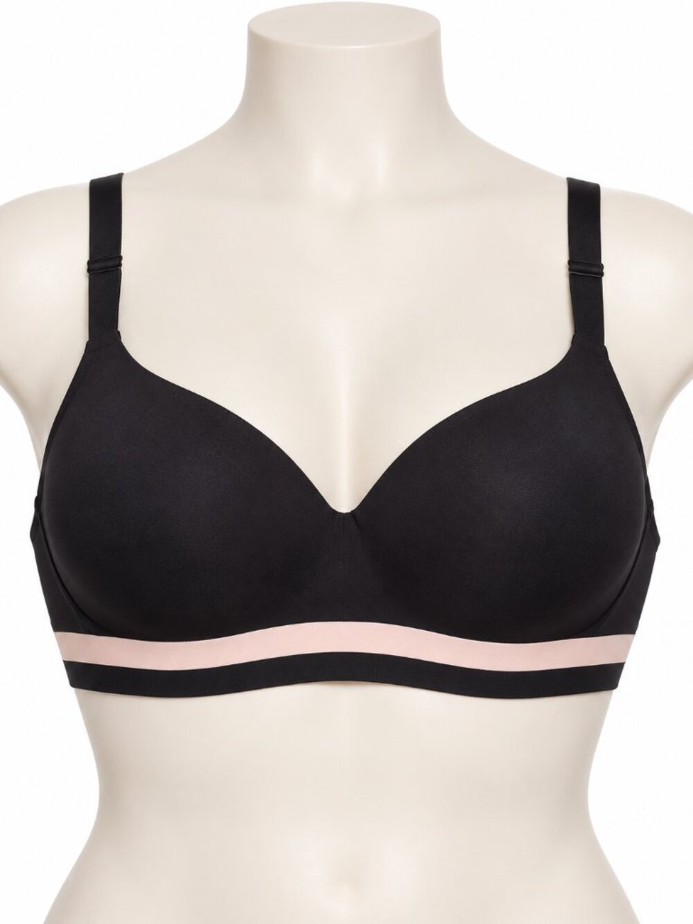 Hanes Women’s Natural Lift Wireless Bra XL Black Pink Stripe MHG568